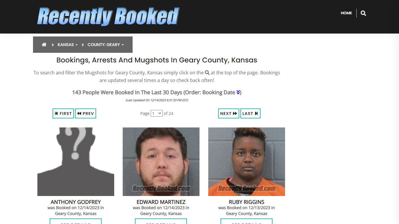 Recent bookings, Arrests, Mugshots in Geary County, Kansas